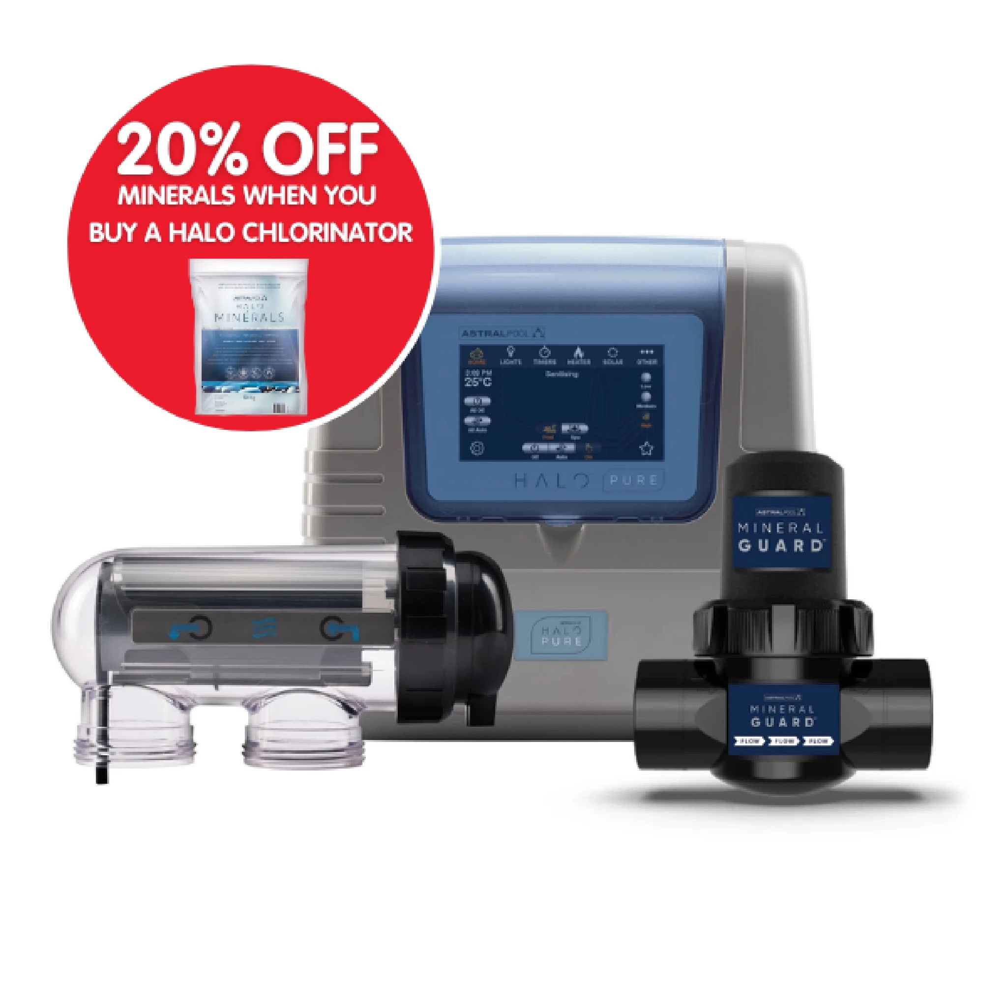 AstralPool Halo Pure Low Salt Connect System - 25 gram Chlorinator