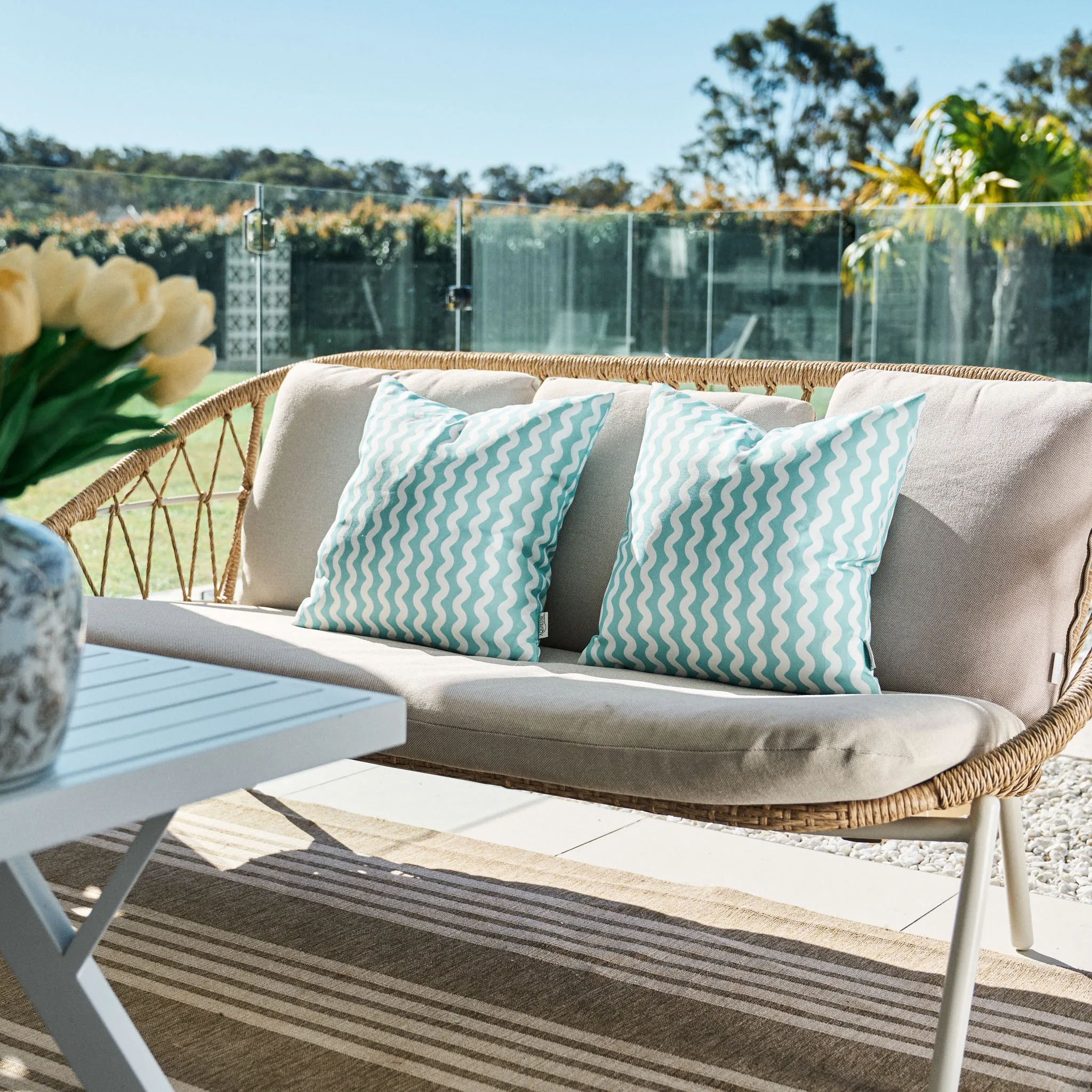 Aqualuxe by Warwick Scatter Cushion Ocean Wave Cool Blue