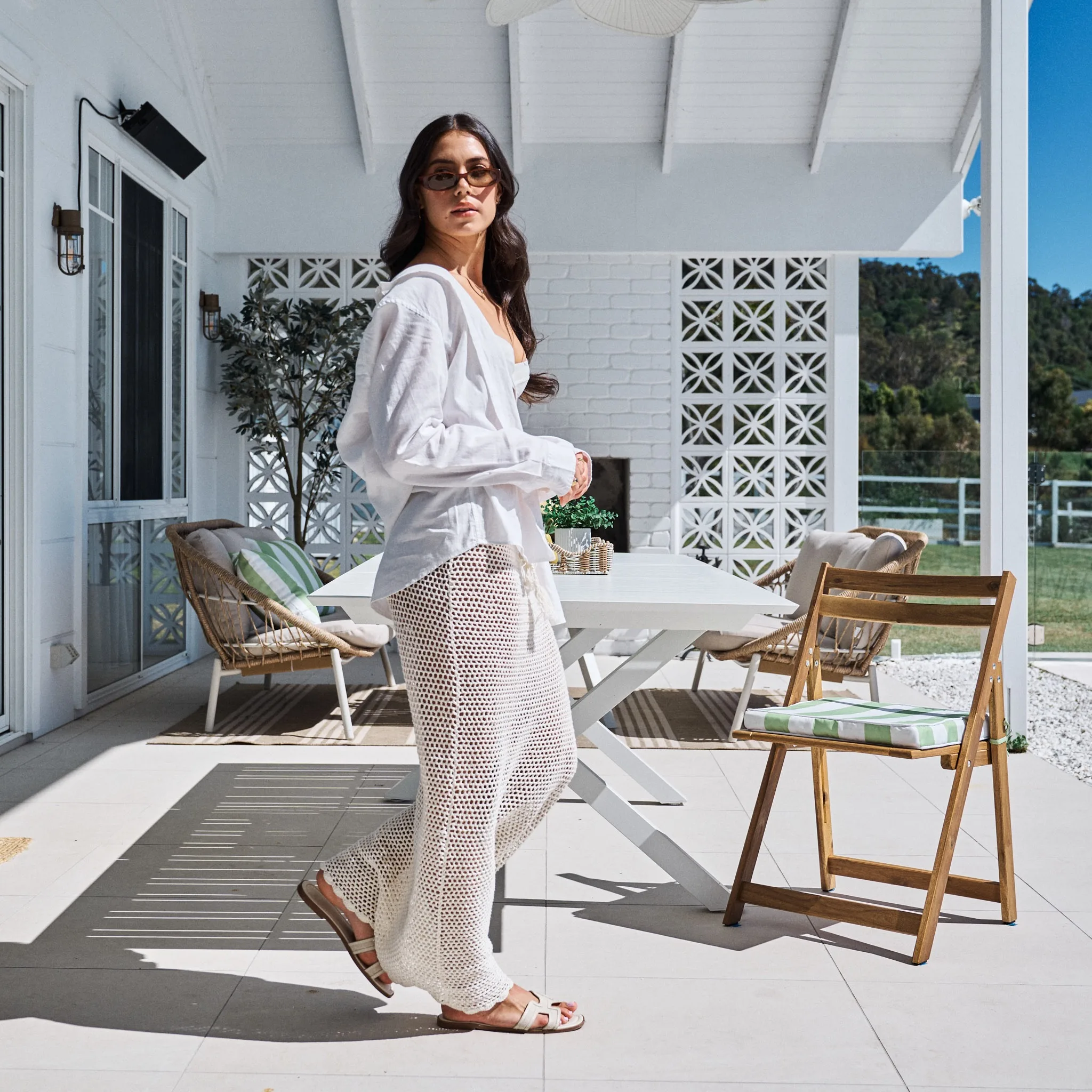 Aqualuxe by Warwick Square Seat Cushion Ocean Wave Cool Blue