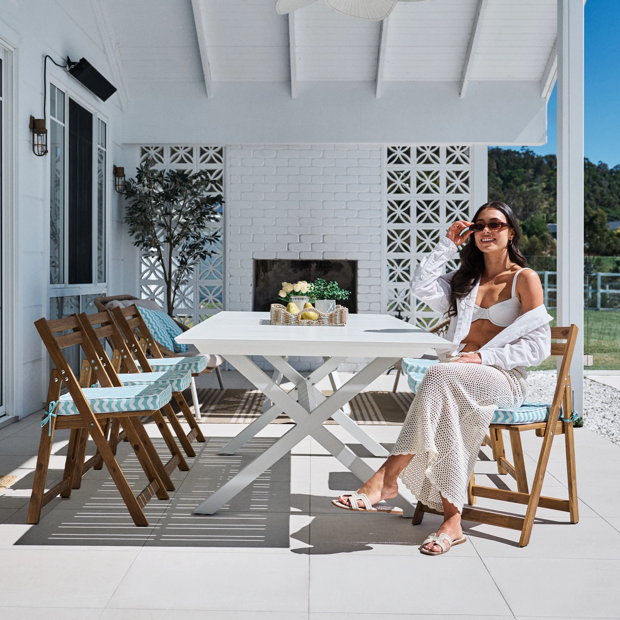 Aqualuxe by Warwick Square Seat Cushion Ocean Wave Cool Blue