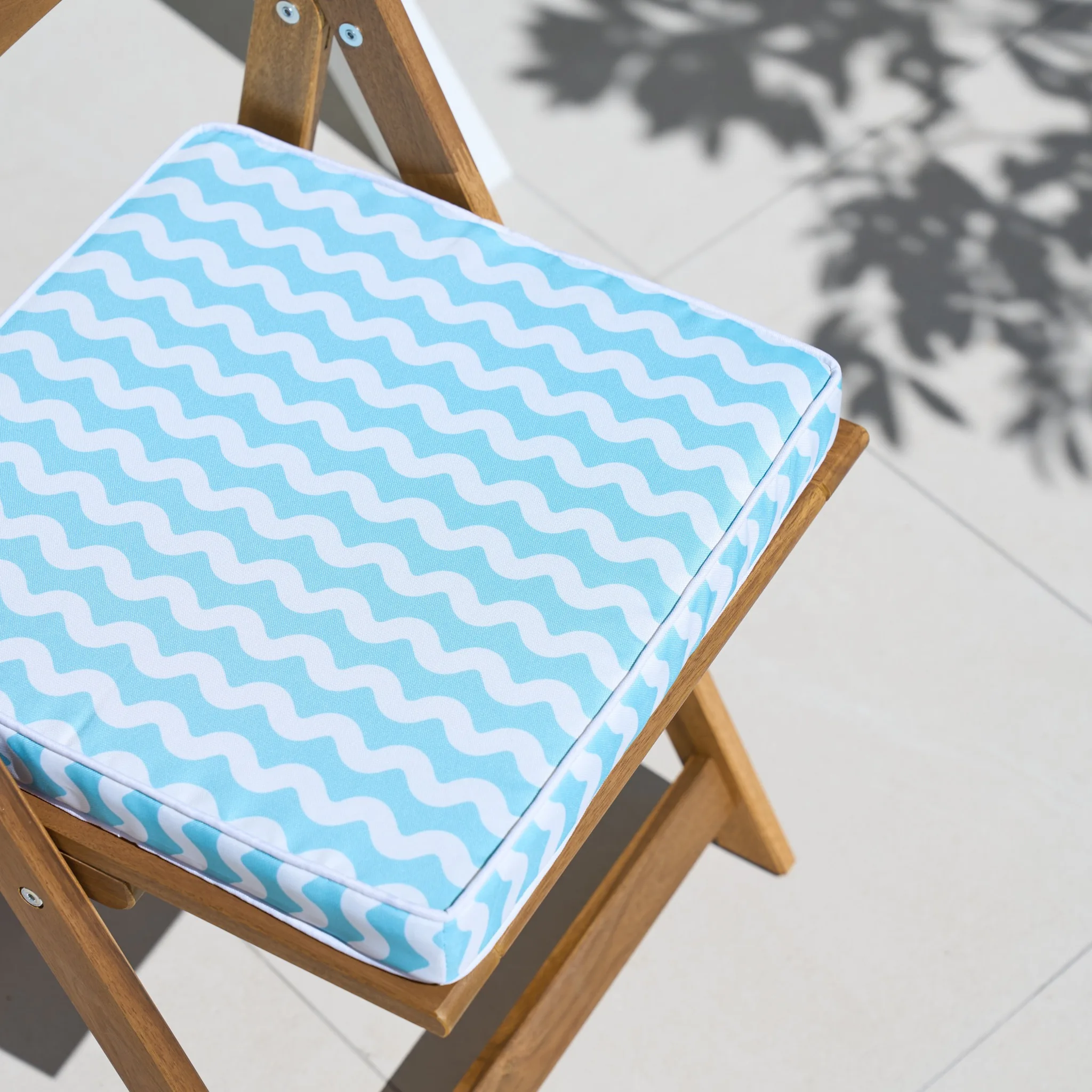 Aqualuxe by Warwick Square Seat Cushion Ocean Wave Cool Blue