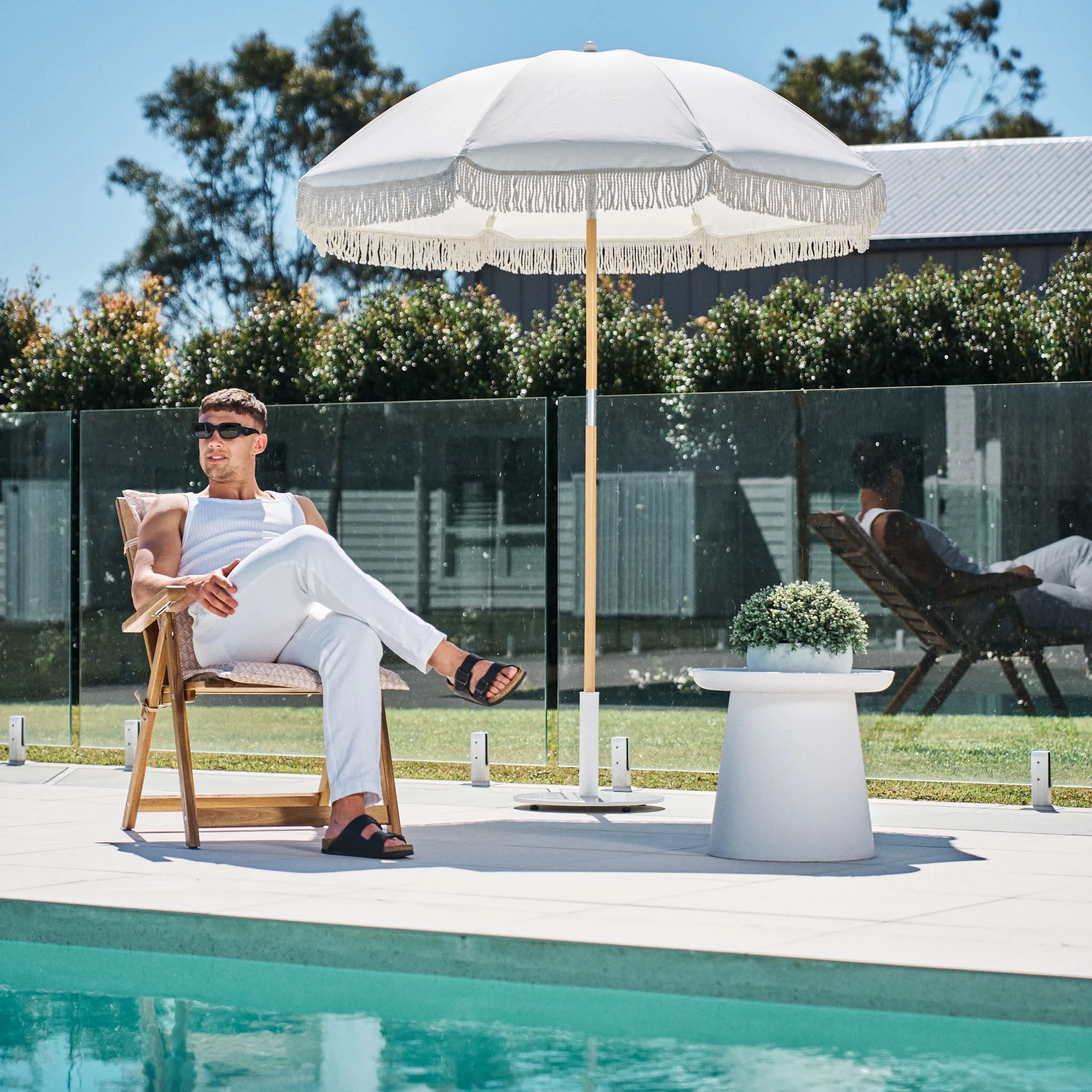 Aqualuxe by Warwick High Back Cushion Geo Ocean Blue