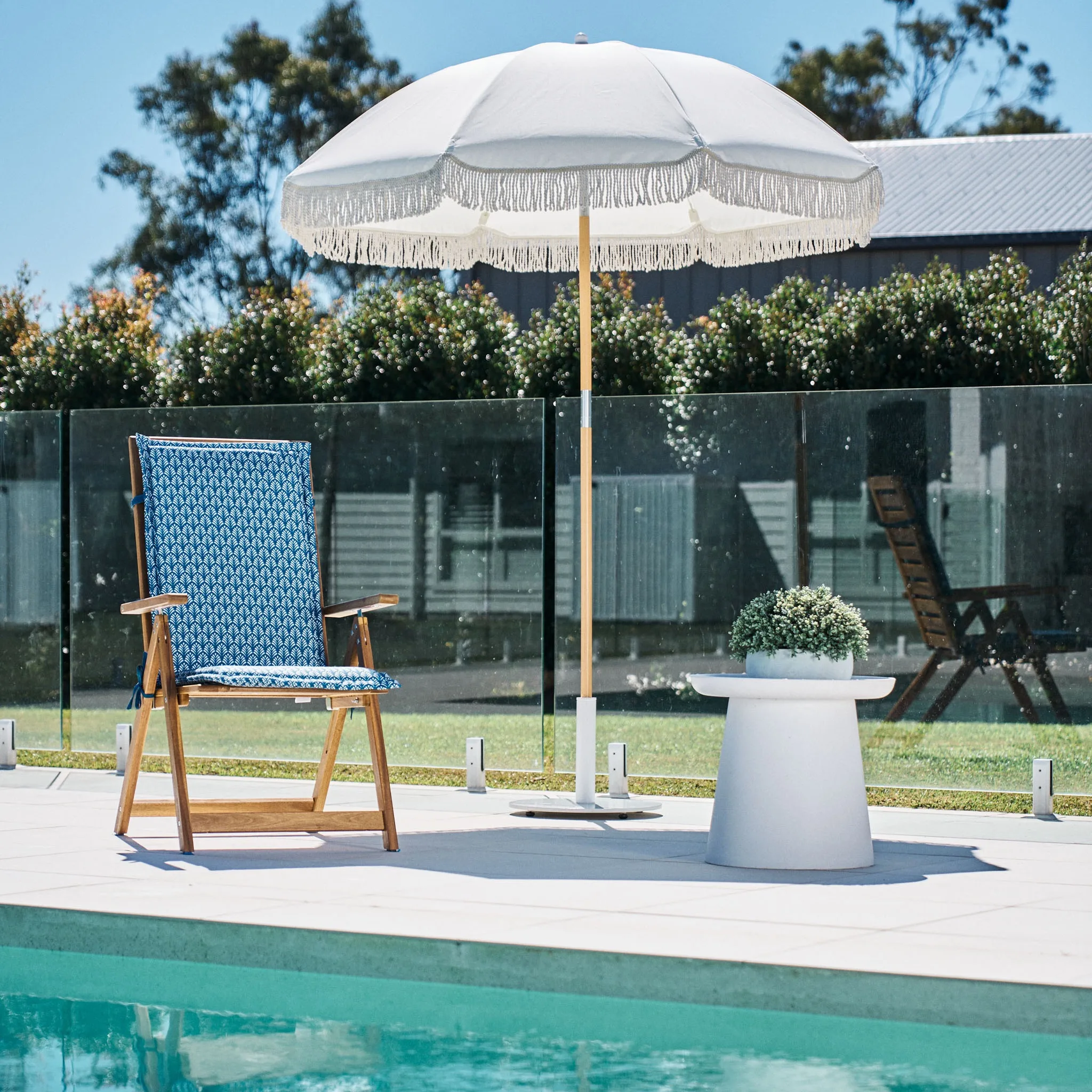 Aqualuxe by Warwick High Back Cushion Geo Ocean Blue