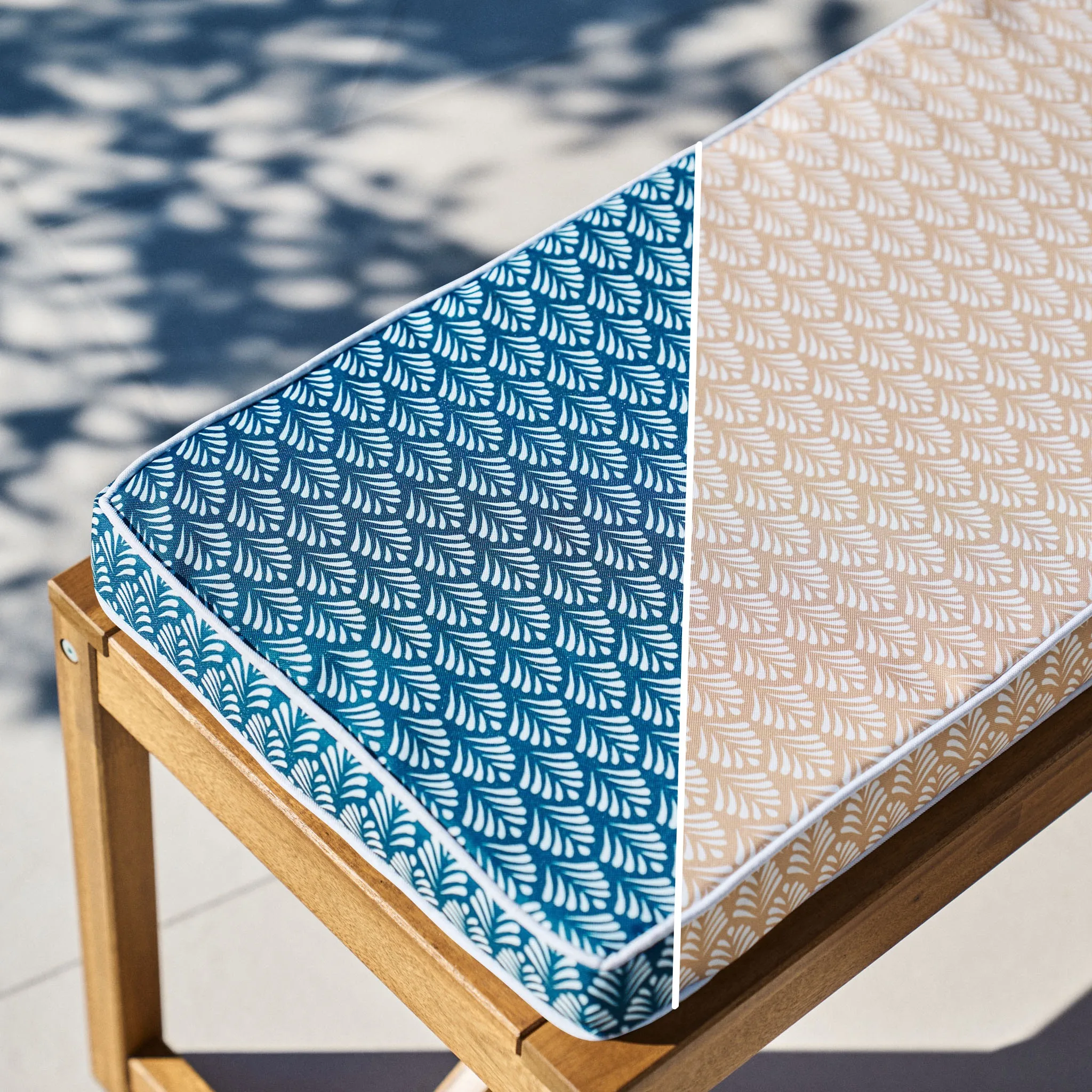 Aqualuxe by Warwick Bench Seat Cushion Geo Ocean Blue