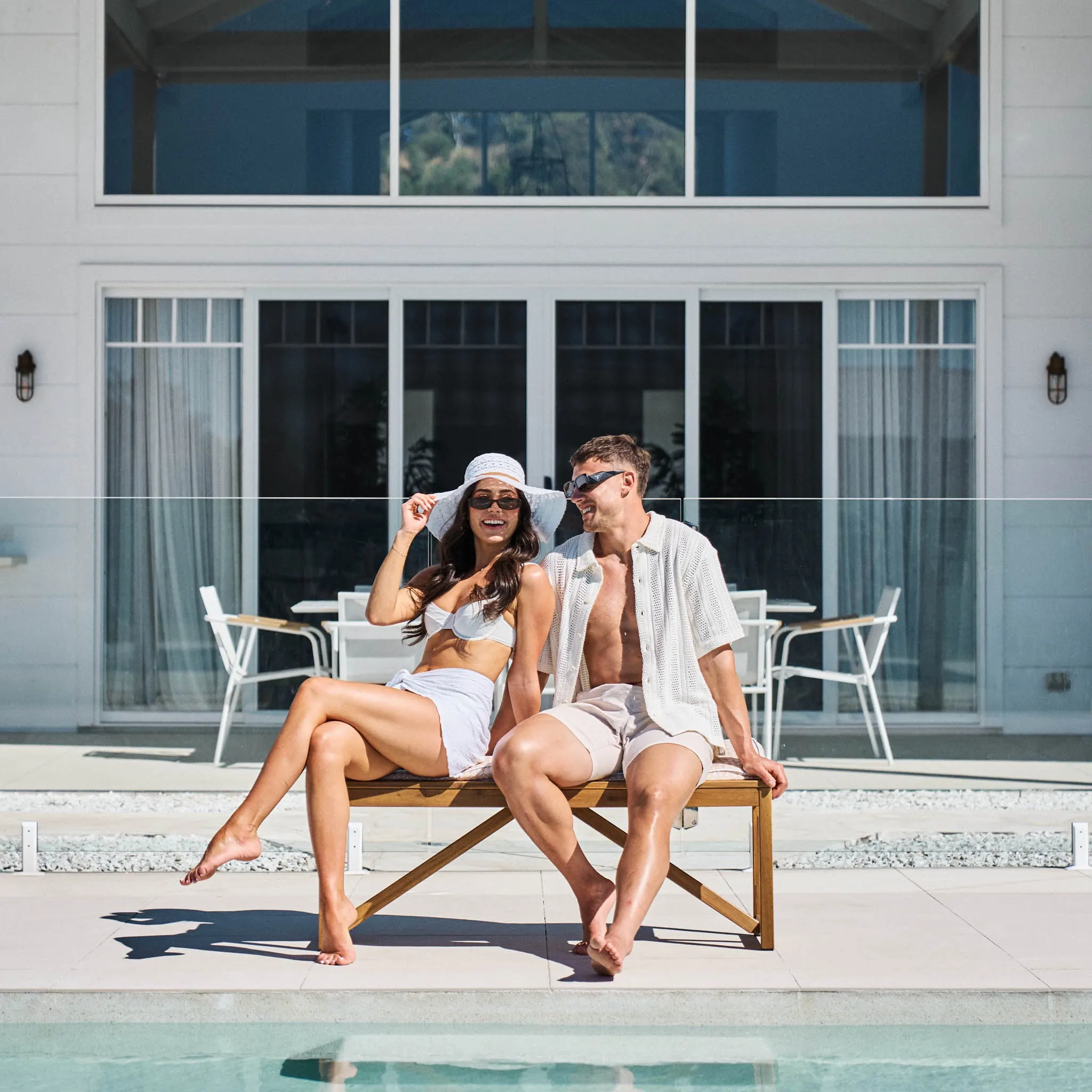 Aqualuxe by Warwick Bench Seat Cushion Geo Ocean Blue