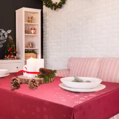 Christmas Table Cloth Snowflakes Green