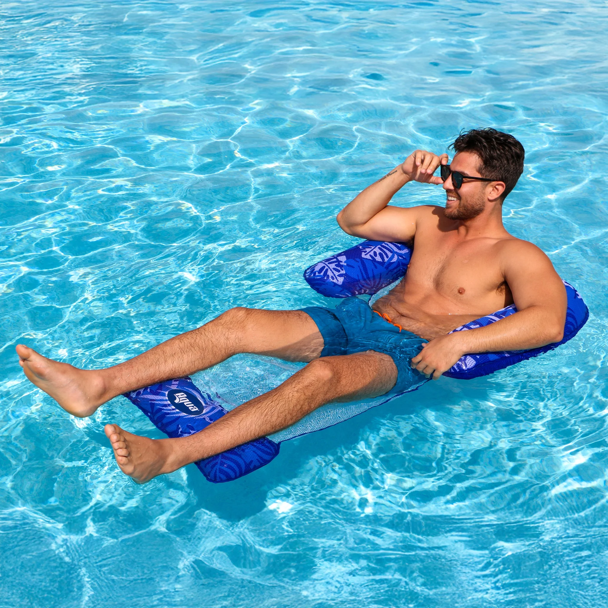 Aqua Leisure Deluxe 3-in-1 Lounge Chair Indigo Palm