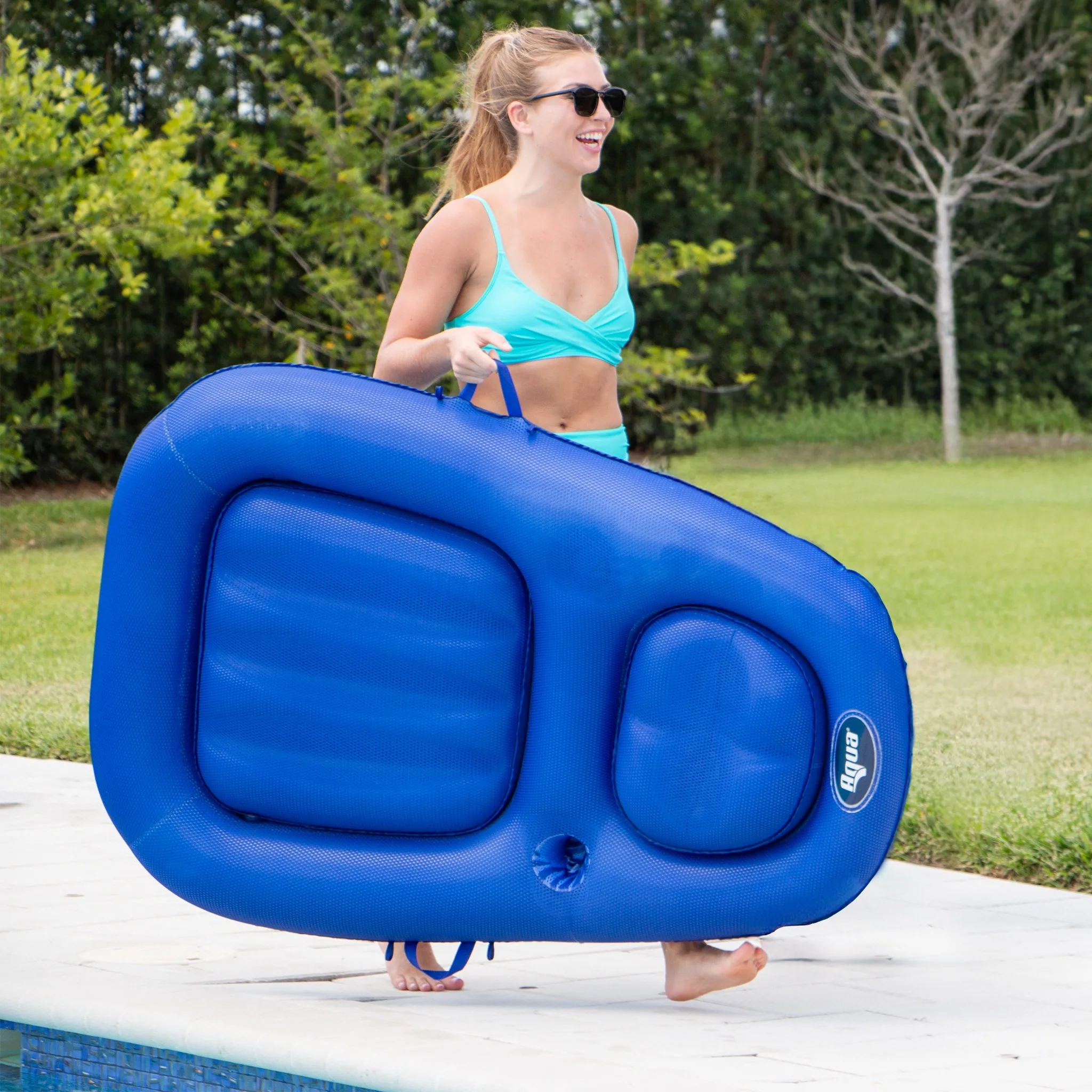 Aqua Leisure Ultimate 2-in-1 Lounge Chair and Caddy Indigo Palm