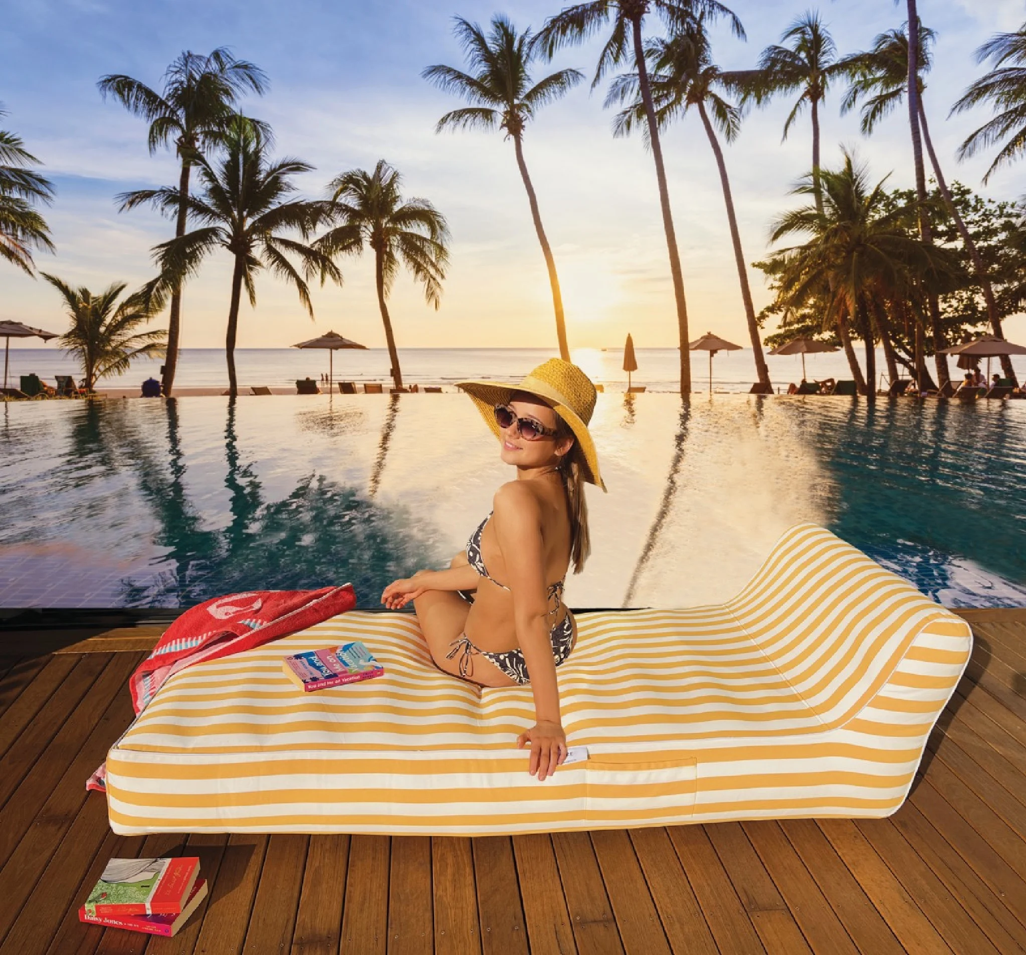 Spire Paradisus Fabric Lounge Yellow Stripe
