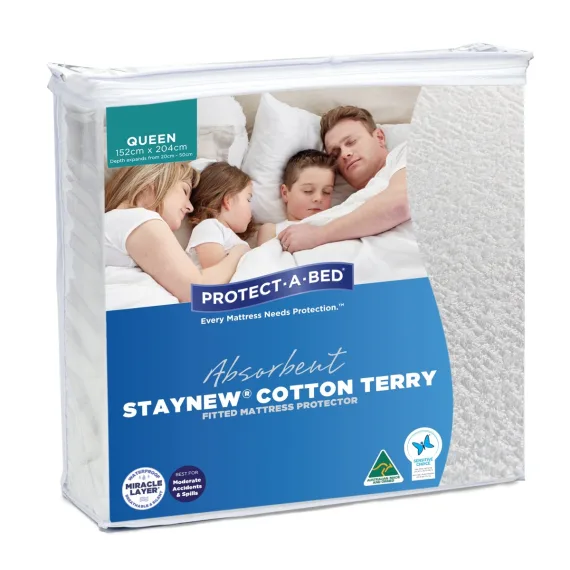 Cotton Terry Fitted Mattress Protector Queen