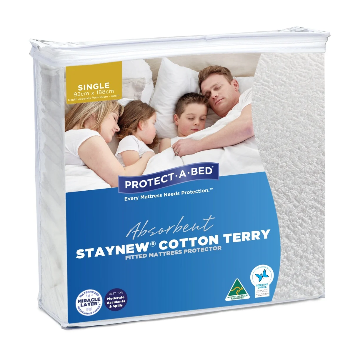 Cotton Terry Fitted Mattress Protector Single