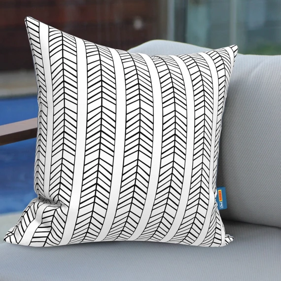 Designer Scatter Cushion White and Black Arrow Pattern