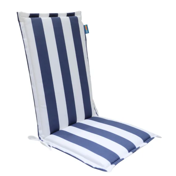 High Back Designer Chair Cushion Navy and White Stripe