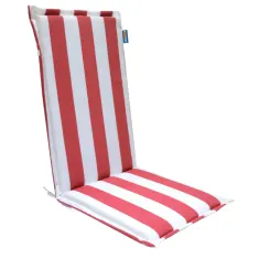 High Back Designer Chair Cushion Red and White Stripe