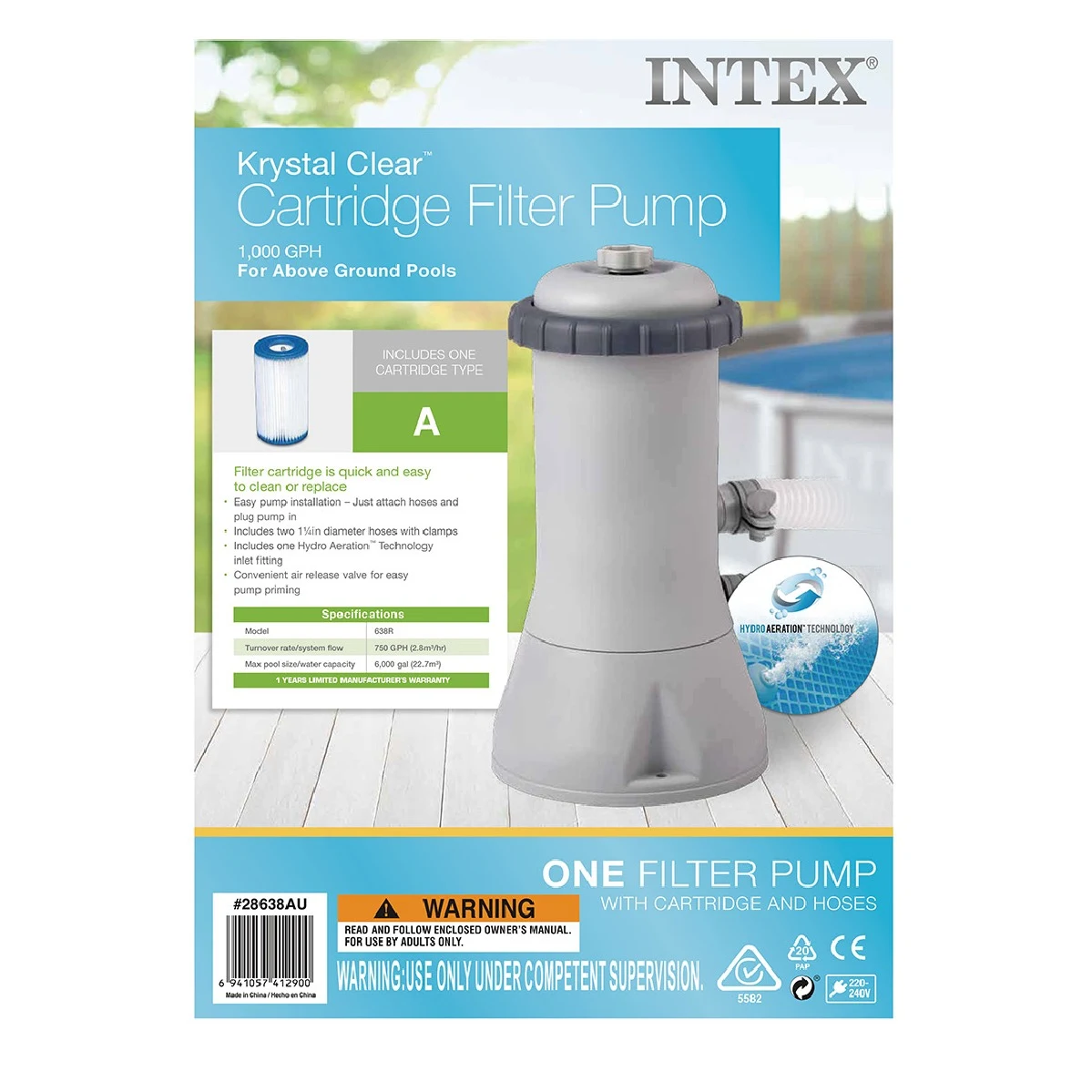 Intex C1000 Filter Cartridge Pump - 3785LPH